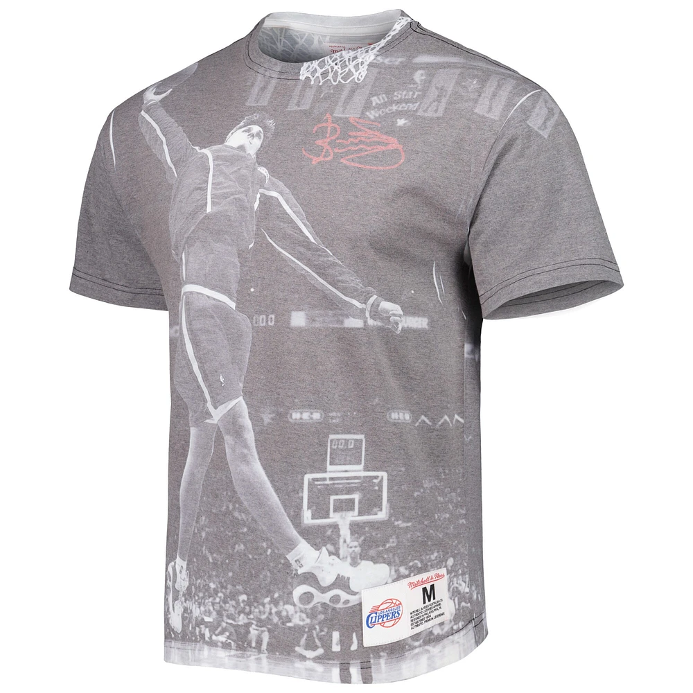 Men's Mitchell & Ness Brent Barry Heather Gray LA Clippers Above The Rim T-Shirt