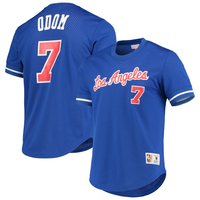 Mitchell & Ness Lamar Odom Royal LA Clippers 2002 T-shirt en maille avec nom et numéro pour hommes