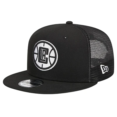 Men's New Era Black LA Clippers 9FIFTY Snapback Trucker Hat