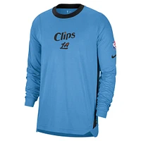T-shirt de tir à manches longues Nike bleu LA Clippers 2024/25 City Edition Authentic Pregame Performance pour homme