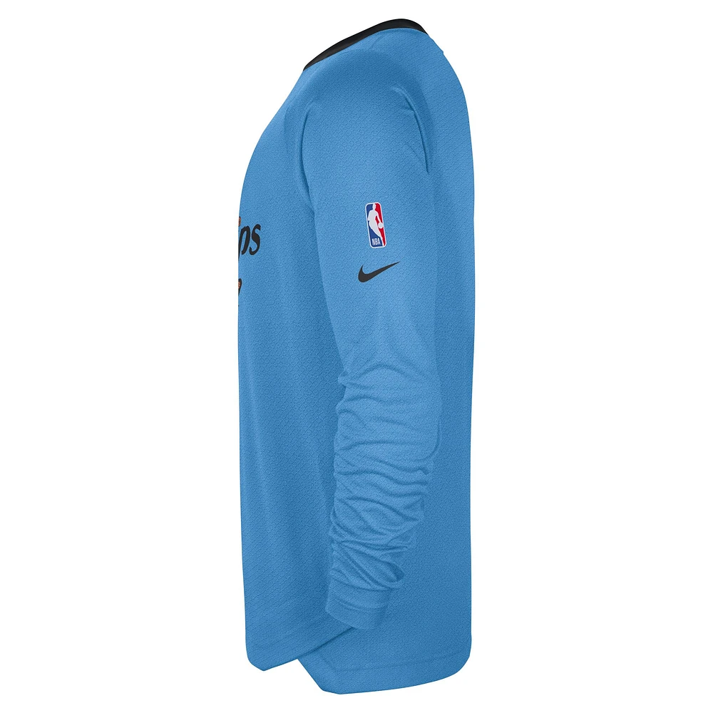 T-shirt de tir à manches longues Nike bleu LA Clippers 2024/25 City Edition Authentic Pregame Performance pour homme