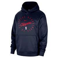 Men's Nike Navy LA Clippers 2024/25 Spotlight On-Court Practice Performance Pullover Hoodie