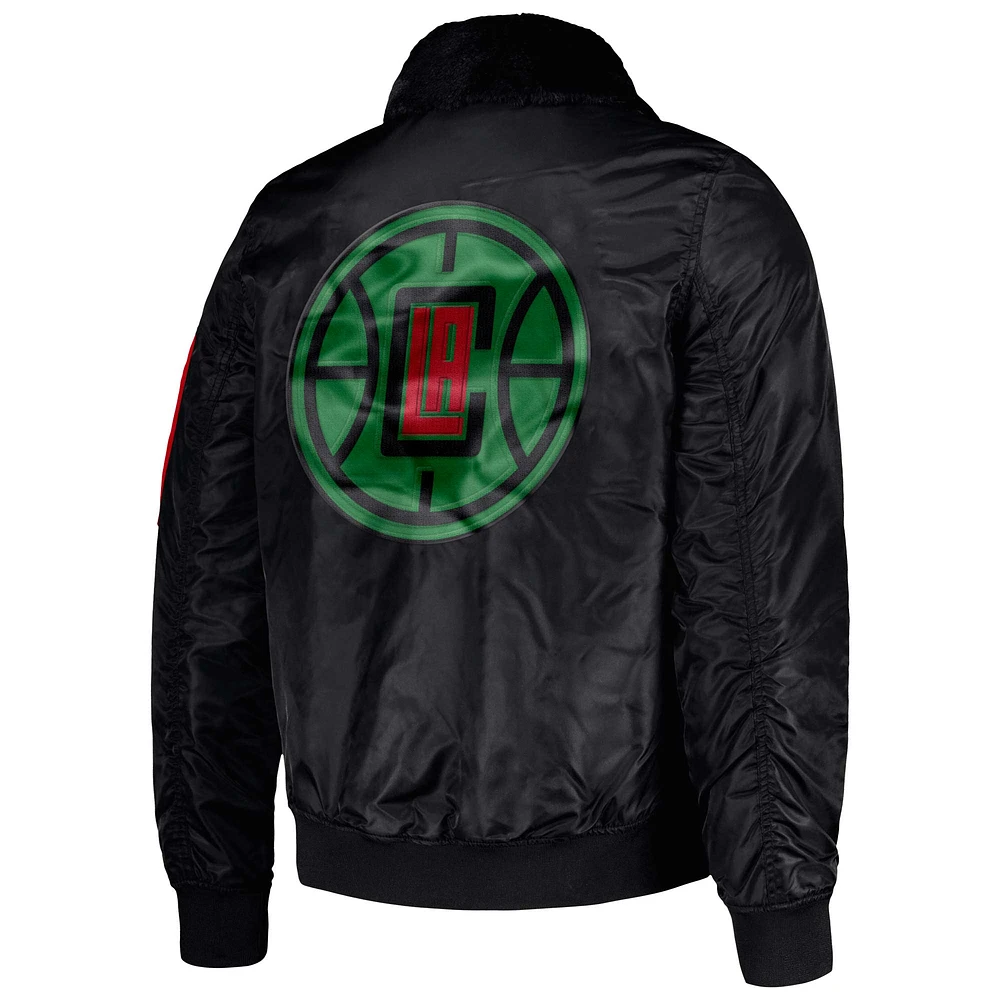 Men's Starter x Ty Mopkins Black LA Clippers History Month Satin Full-Zip Jacket