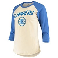T-shirt à manches 3/4 raglan Fanatics Kawhi Leonard pour femmes, crème LA Clippers