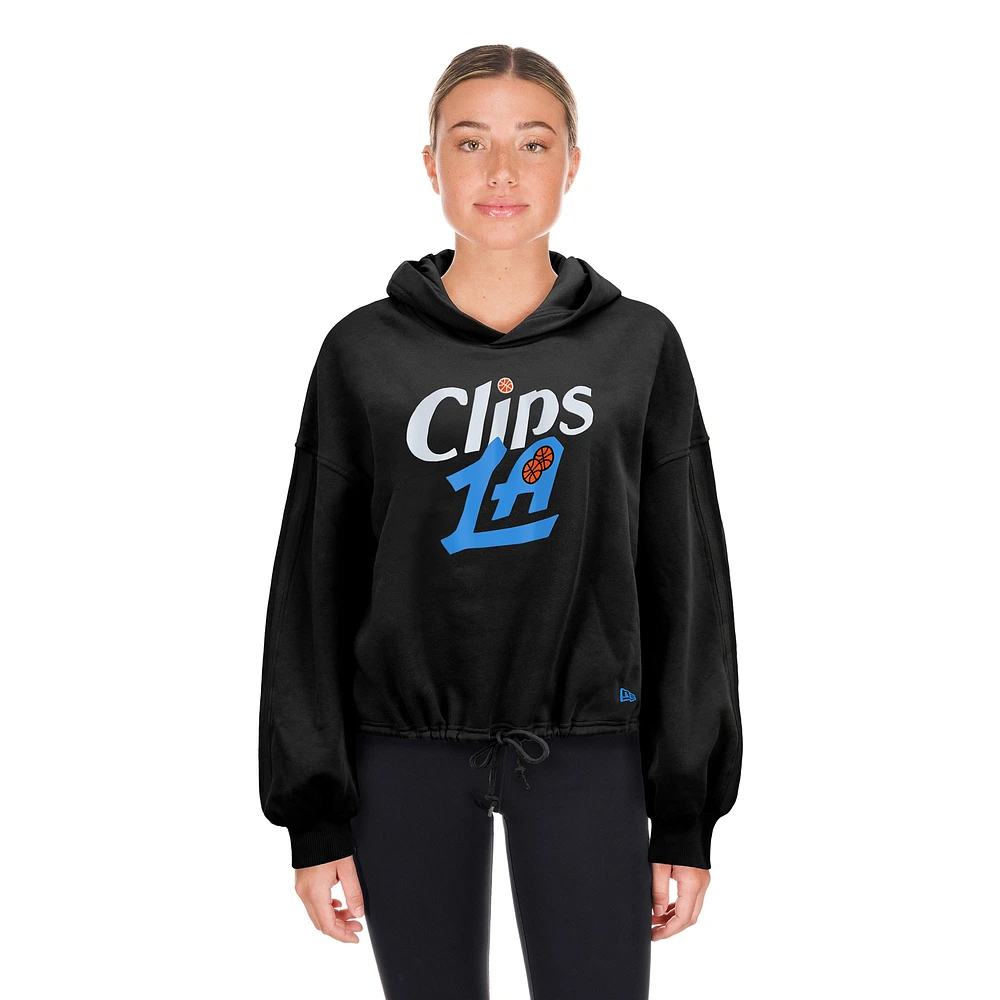 Women's New Era Black LA Clippers 2024/25 City Edition Cropped Pullover Hoodie