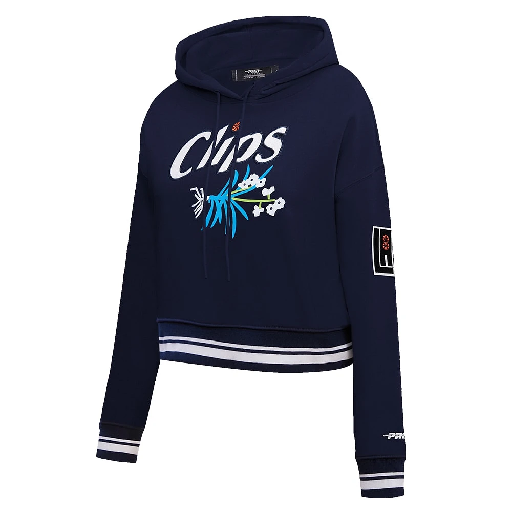 Women's Pro Standard Navy LA Clippers 2023/24 City Edition Cropped Pullover Hoodie