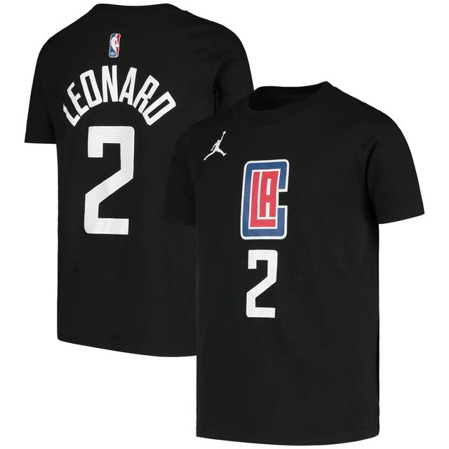 T-shirt Jordan Brand Kawhi Leonard noir LA Clippers Statement Edition pour jeune avec nom et numéro