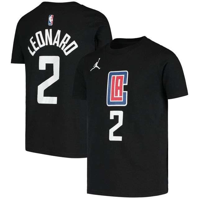 T-shirt Jordan Brand Kawhi Leonard noir LA Clippers Statement Edition pour jeune avec nom et numéro