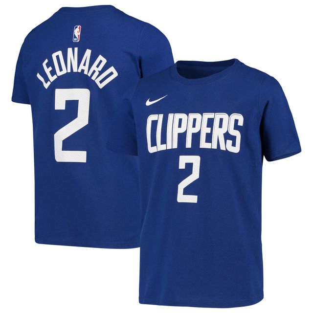 T-shirt de performance Nike Kawhi Leonard LA Clippers Icon Edition bleu pour jeune avec nom et numéro