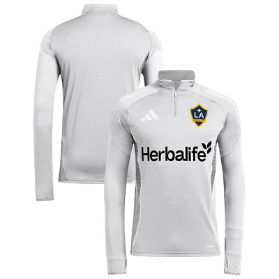Haut d'entraînement à manches longues et quart de zip adidas Silver LA Galaxy 2025 AEROREADY pour homme