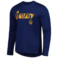 Men's adidas Navy LA Galaxy Jersey Hook AEROREADY Long Sleeve T-Shirt