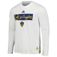 Men's adidas White LA Galaxy 2024 Jersey Hook AEROREADY Long Sleeve T-Shirt