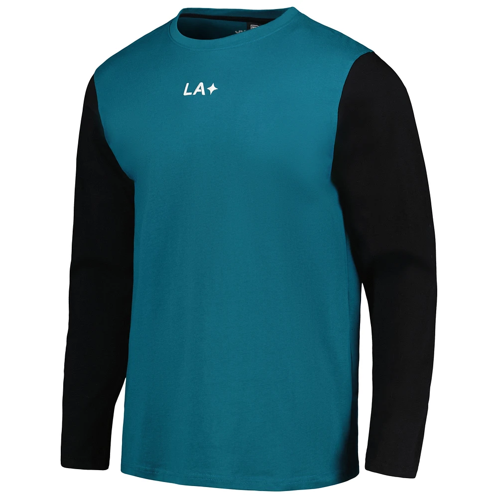 T-shirt à manches longues épais LA Galaxy color block vert pour homme