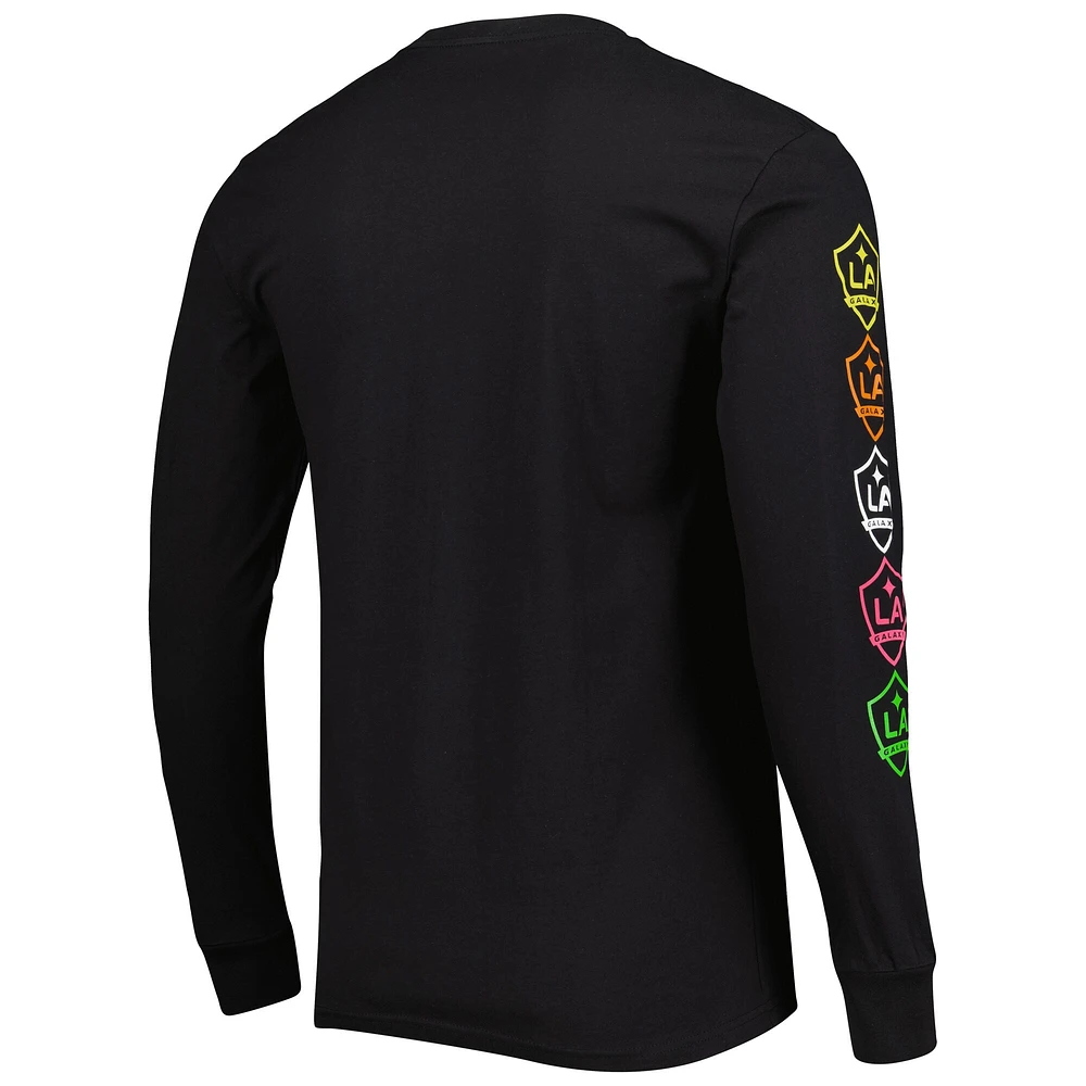 Men's Mitchell & Ness Black LA Galaxy Papel Picado Long Sleeve T-Shirt