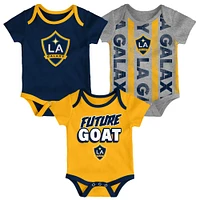 Newborn Navy/Heather Gray/Gold LA Galaxy Loyal Buddies 3-Pack Bodysuit Set
