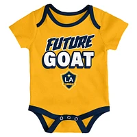 Newborn Navy/Heather Gray/Gold LA Galaxy Loyal Buddies 3-Pack Bodysuit Set