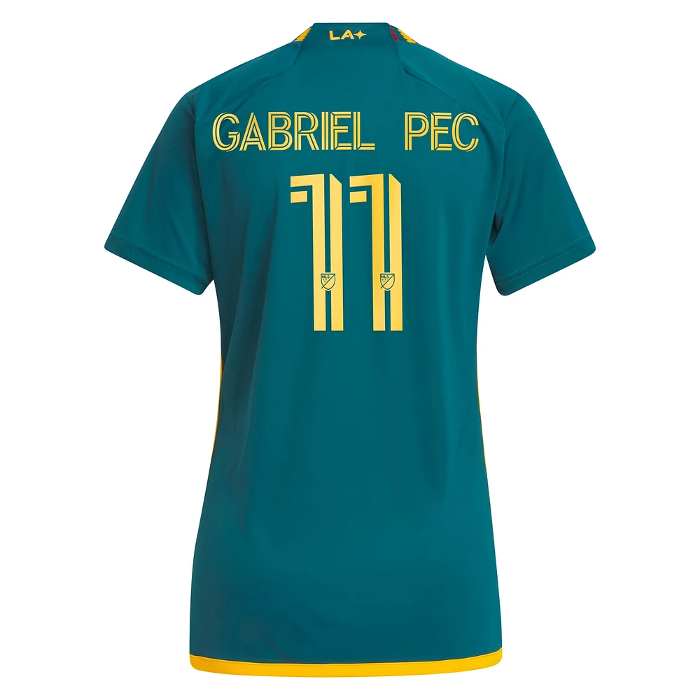 Women's adidas Gabriel Pec Green LA Galaxy 2024 Kit Replica Player Jersey