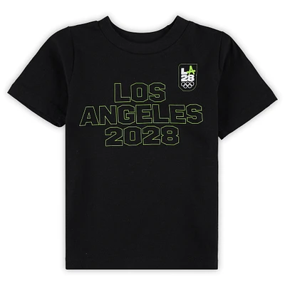 Toddler Black LA28 Summer Olympics Neon Outline T-Shirt