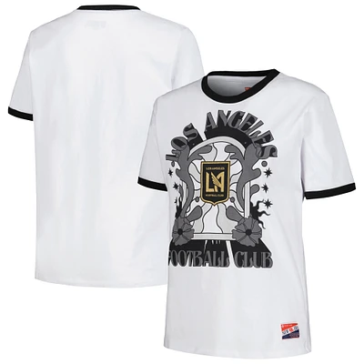 T-shirt blanc LAFC Throwback Ringer 5th & Ocean by New Era pour femmes