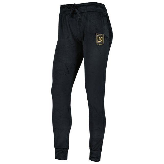 Pantalon à revers en velours noir LAFC Intermission Concepts Sport pour femmes