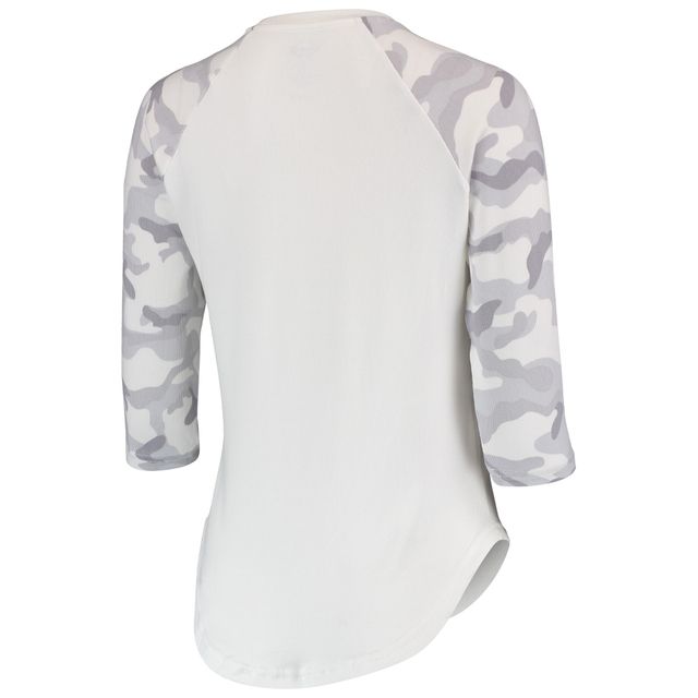 Haut raglan à manches 3/4 en composite LAFC Concepts Sport pour femme, blanc/gris