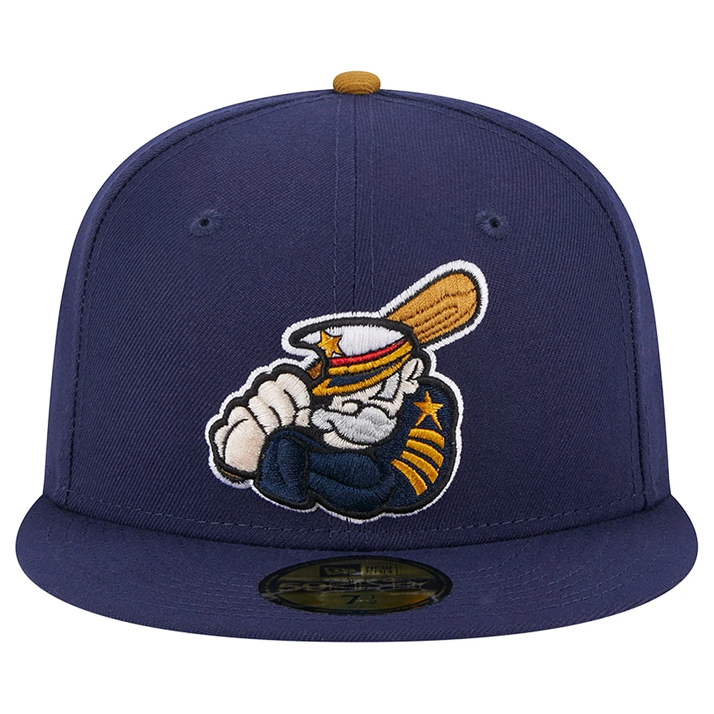 Men's New Era Navy Lake County Captains Theme Nights 20th Anniversary Alternate 59FIFTY Fitted Hat