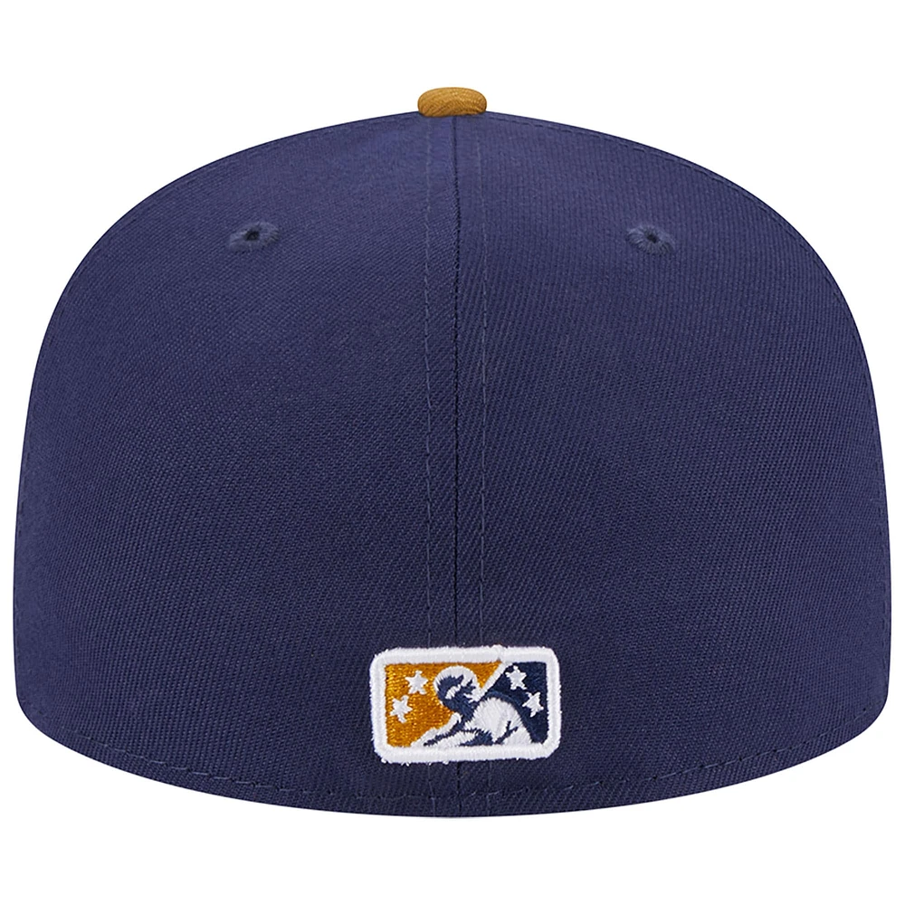 Men's New Era Navy Lake County Captains Theme Nights 20th Anniversary Alternate 59FIFTY Fitted Hat