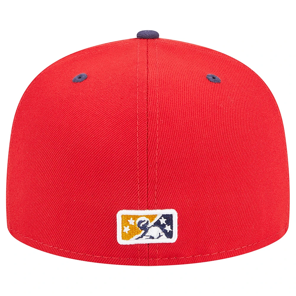Men's New Era Red Lake County Captains Theme Nights 20th Anniversary Alternate 3 59FIFTY Fitted Hat