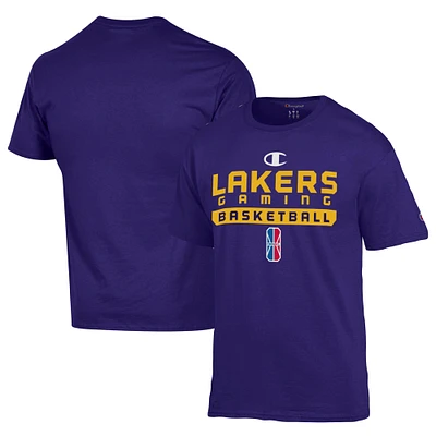 T-shirt unisexe Champion Purple Lakers Gaming On-Court 2K League Authentic Practice