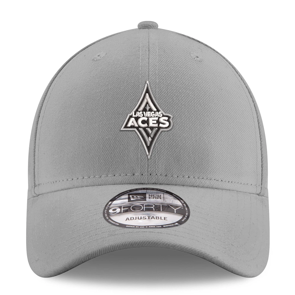Casquette ajustable 9FORTY grise avec logo principal des Las Vegas Aces de New Era pour homme