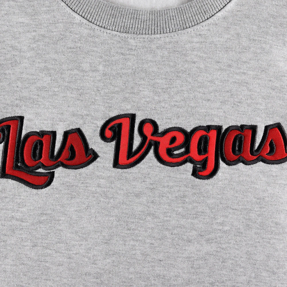 Unisex Kur8ted Heather Gray Las Vegas Aces Satin Stitch Core Pullover Sweatshirt