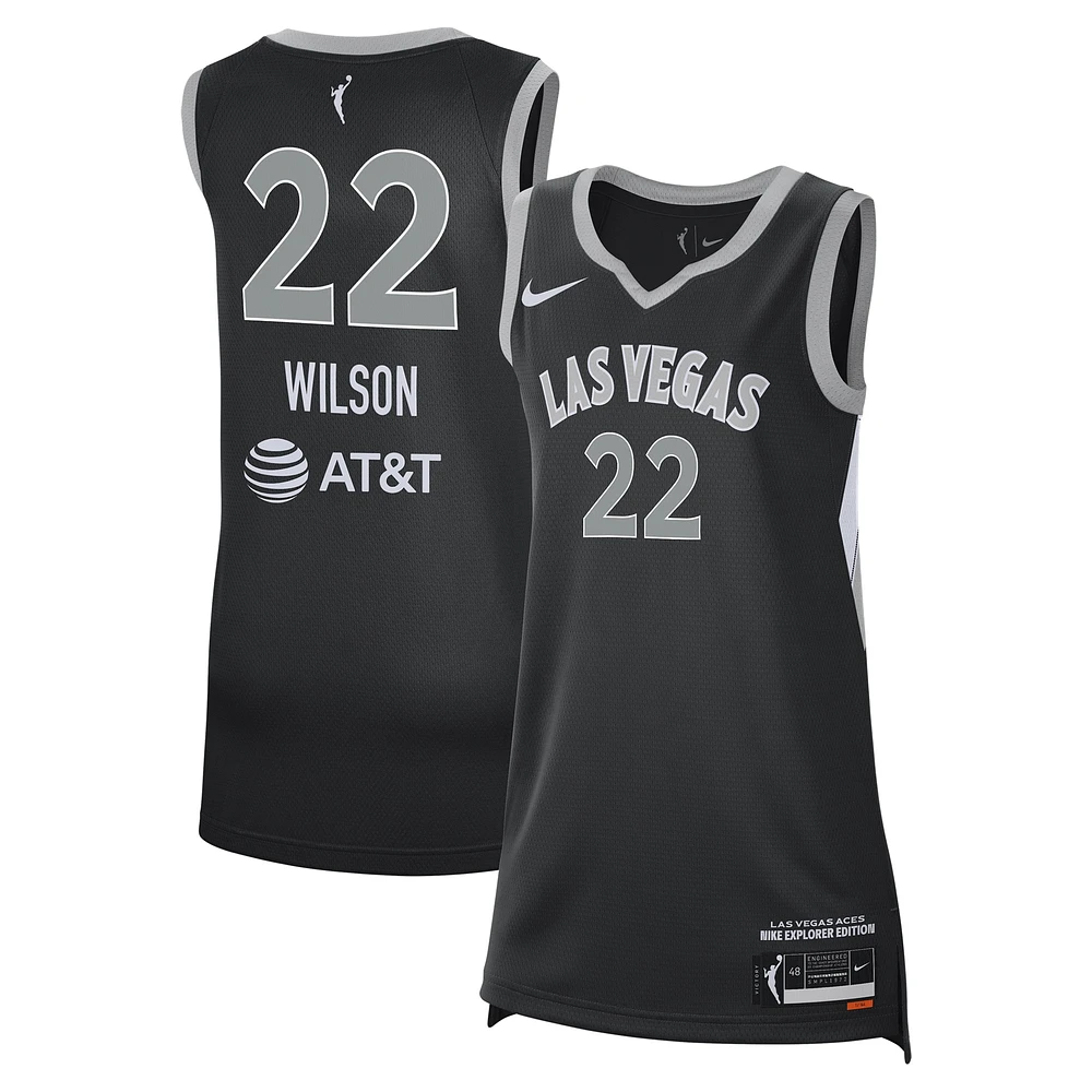 Maillot de joueur unisexe Nike A'ja Wilson noir Las Vegas Aces Explorer Edition