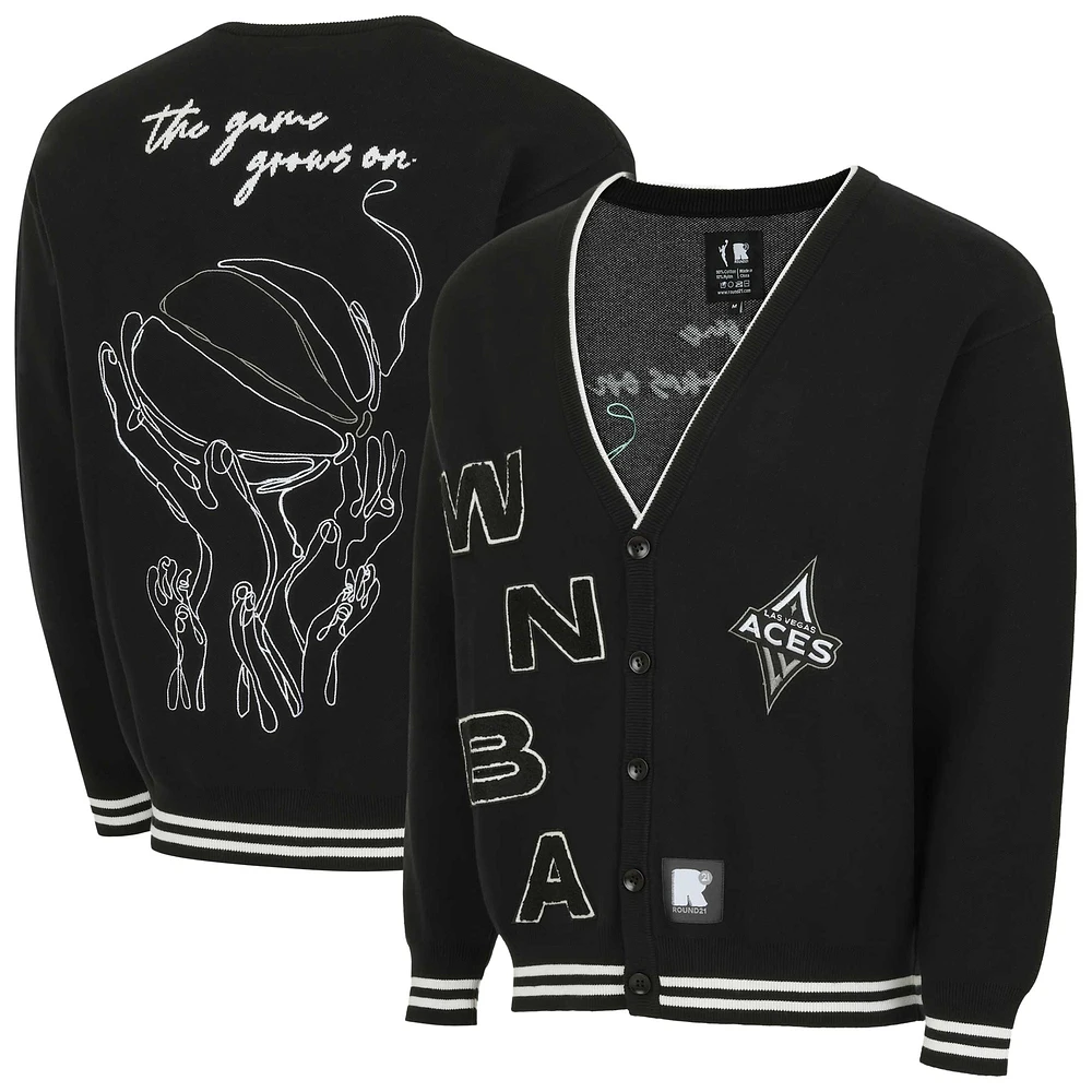 Unisex round21 Black Las Vegas Aces Campus Fit Full-Button Cardigan