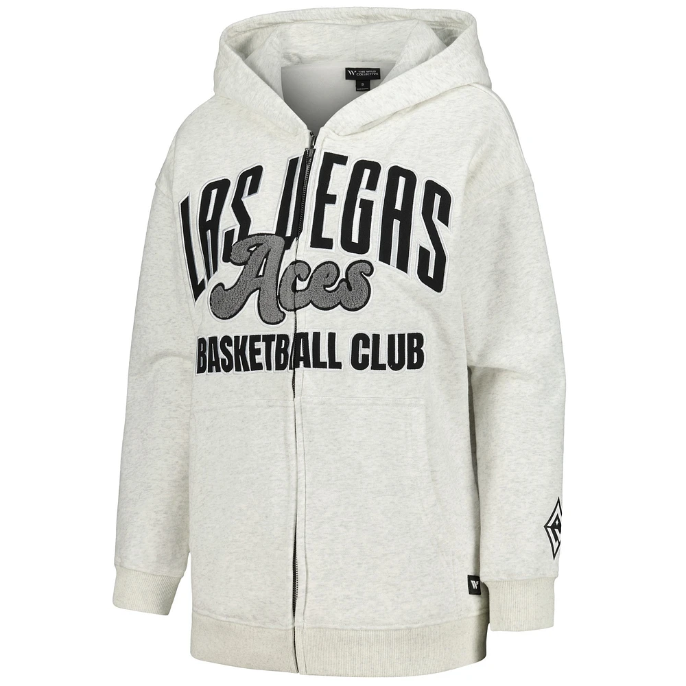 Women's The Wild Collective Heather Gray Las Vegas Aces Washed Full-Zip Hoodie