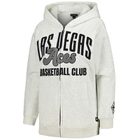 Women's The Wild Collective Heather Gray Las Vegas Aces Washed Full-Zip Hoodie