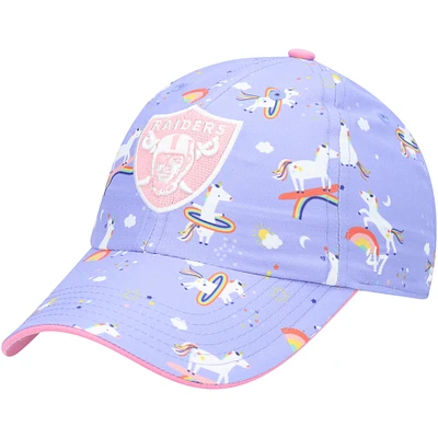 Girls Preschool '47 Purple Las Vegas Raiders Unicorn Clean Up Adjustable Hat