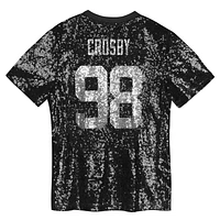 Girls Youth Maxx Crosby Black Las Vegas Raiders Sequin V-Neck Fashion Jersey