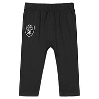 Infant Silver/Black Las Vegas Raiders Double Up Long Sleeve Bodysuit Pant Set