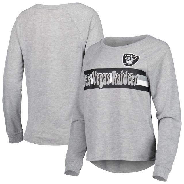 T-shirt à manches longues raglan gris chiné Las Vegas Raiders pour junior
