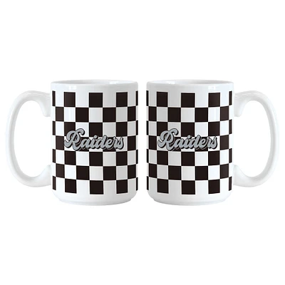 Lot de 2 tasses à logo à carreaux de 15 oz des Las Vegas Raiders