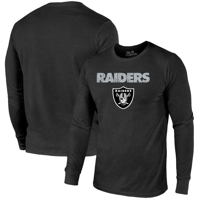 T-Shirt à Manches Longues Majestic Threads Lockup Raiders de Las Vegas - Noir
