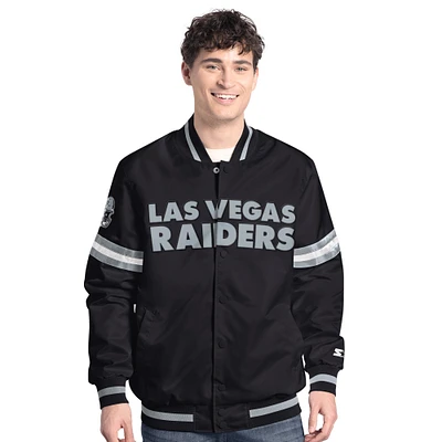 Veste universitaire à boutons-pression Starter Black Las Vegas Raiders Scout pour homme