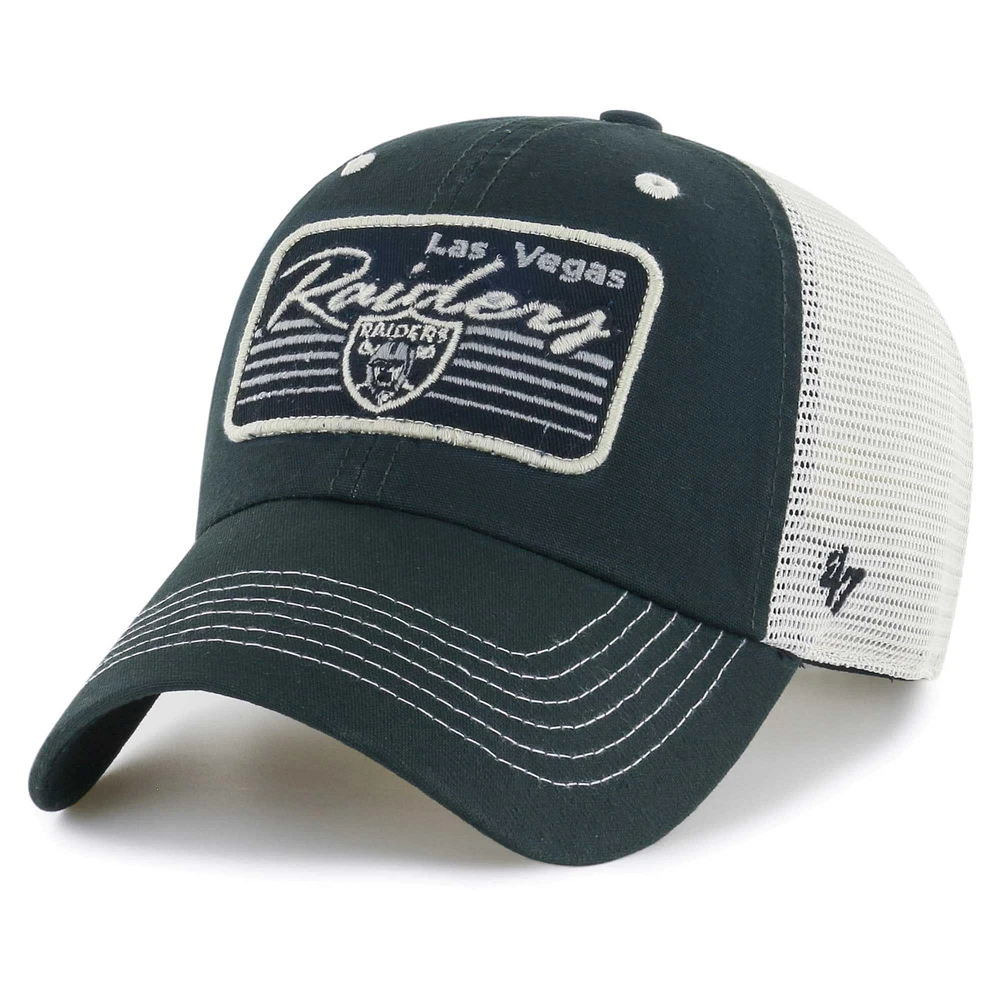 Men's '47 Black/Natural Las Vegas Raiders Five Point Trucker Clean Up Adjustable Hat