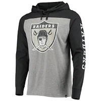 Men's '47 Heathered Gray Las Vegas Raiders Franklin Wooster Throwback Long Sleeve Hoodie T-Shirt