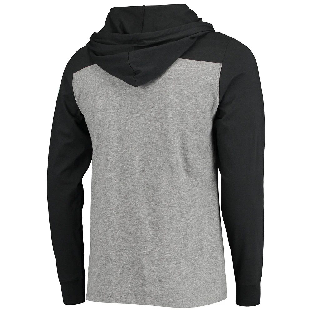 Men's '47 Heathered Gray Las Vegas Raiders Franklin Wooster Throwback Long Sleeve Hoodie T-Shirt