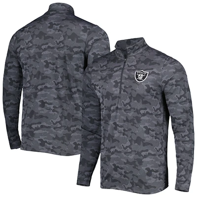 Sweat-shirt noir à fermeture éclair quart de tour pour homme des Las Vegas Raiders Brigade d'Antigua