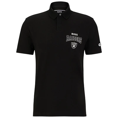 Polo BOSS X NFL pour hommes, noir/blanc, Las Vegas Raiders Punter