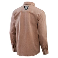 Chemise à manches longues teintée en pièce pour homme de la collection Darius Rucker Fanatics Brown Las Vegas Raiders