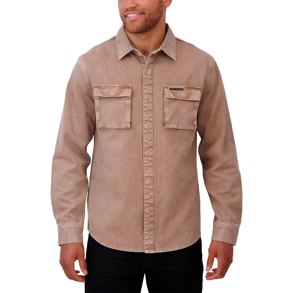Chemise à manches longues teintée en pièce pour homme de la collection Darius Rucker Fanatics Brown Las Vegas Raiders