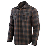 Chemise boutonnée à manches longues en flanelle classique pour homme de la collection Darius Rucker Fanatics, couleur tan des Las Vegas Raiders